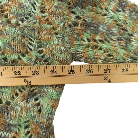 Gimmicks By BKE Pullover Sweater Womens Size L Open Knit Lace Hem Trim Green Tan - Picture 3 of 15